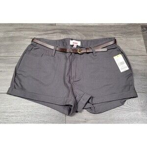 Bongo Women's/Juniors Belted Twill Shorts Forged Iron Size 3 NWT